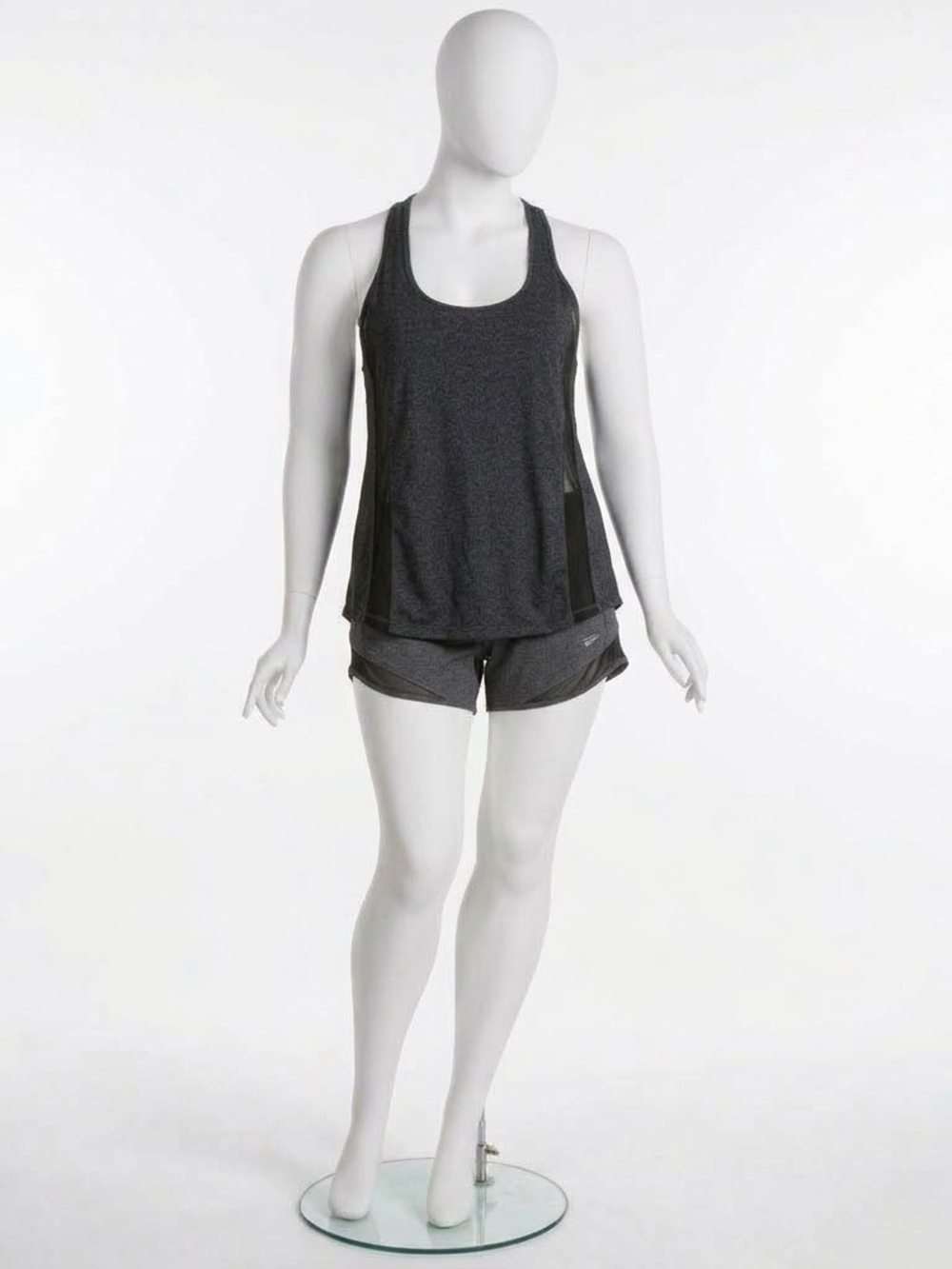 Dark Charcoal Heather Mesh-Panel Active Tank Top